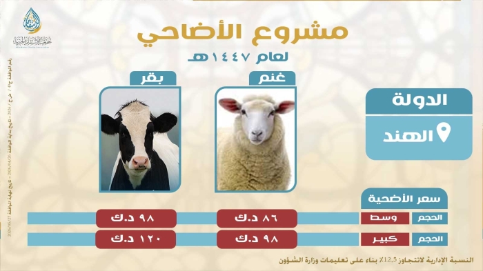 مشروع الأضاحي لعام 2026 - الهند